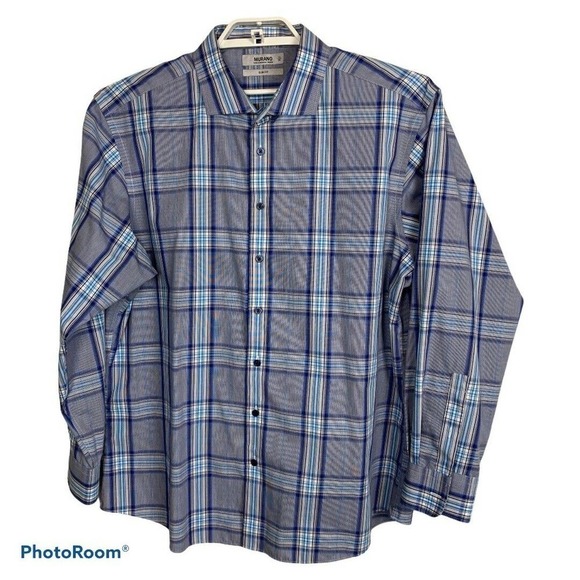 Murano Slim Fit Plaid Tab Long‎ Sleeve Shirt - Picture 1 of 7